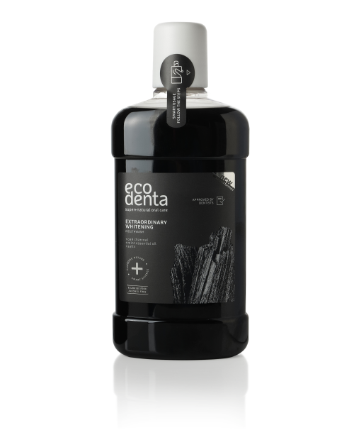 ECODENTA Czarny wybielający płyn do płukania jamy ustnej, 500ml