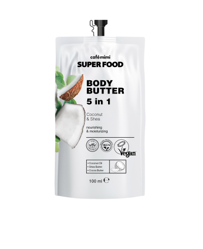 CAFE MIMI SUPER FOOD Masło do ciała 5w1 Kokos i Shea, 100 ml