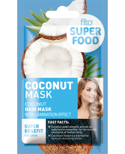FITO SUPERFOOD Maska do włosów, efekt laminowania, Kokosy, 20ml