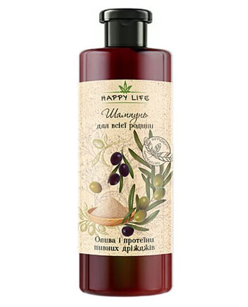 Happy Life szampon szampon z oliwek i drożdży piwnych, 1000 ml