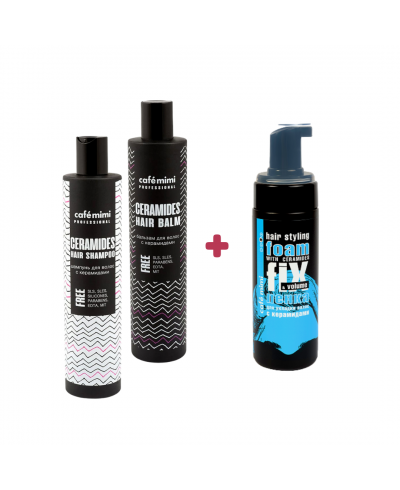 CAFE MIMI zestaw do wlosow z ceramidami plus pianka, 750ml