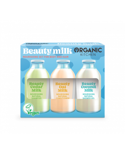 OKC zestaw odżywczy do ciała i włosów BEAUTY MILK, 3x100 mlrinkinys kūnui ir plaukams maitinamasis Beauty Milk, 3x100 ml