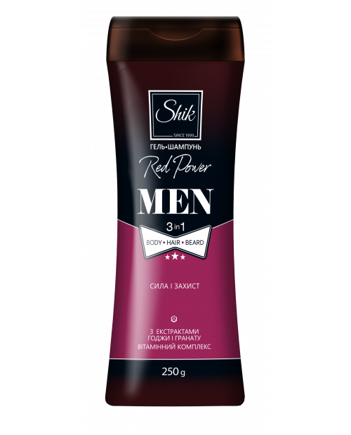 SHIK żel pod prysznic i szampon dla mężczyzn 3w1 Red Рower, 250 g